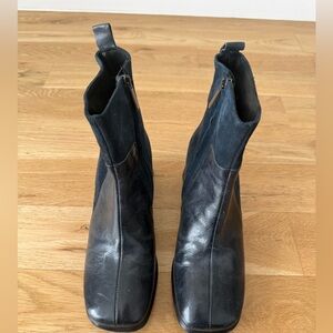 Navy Leather Ankle Boots